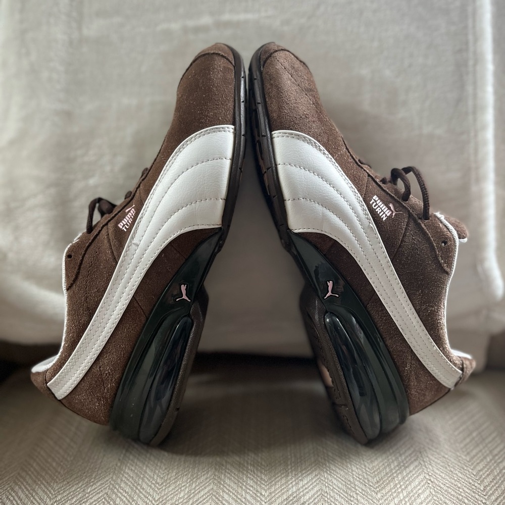 Puma Turin Women’s Size 10 Suede/Leather Sneakers Color Brown/White/Light Pink